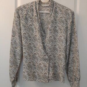 Soft Pattern Blouse - Tiered V Neck